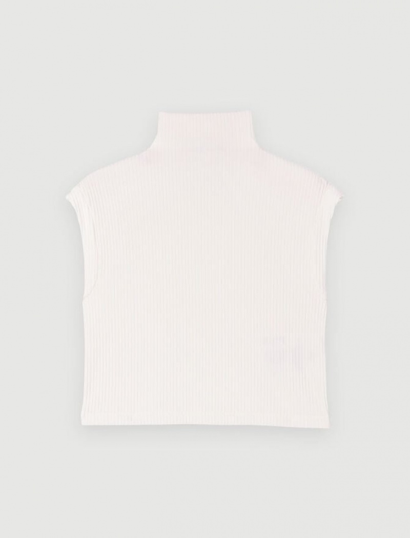 Maje White Mock-neck Topjes Dames Wit | AIDHJFO-43